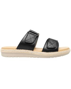 flexi Leather Two-strap Sandals In Black