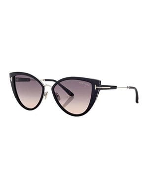 Tom Ford Sunglasses Cat Eye Full Rim, Shiny Frame And Smoke Gradient Lens Ft086801B - Brown