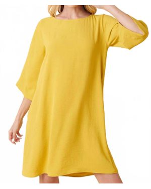 Mittoshop Charli Crew Neck Mini Dress - Yellow