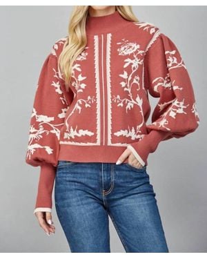 Fate Dramatic Balloon Sleeve Mock Neck Sweater - Red