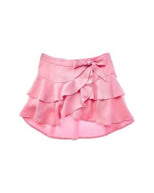 Tractr Jeans Ruffle Tiered Skort - Pink