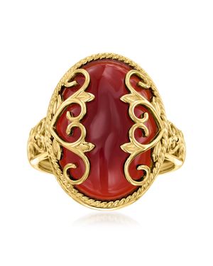 Ross-Simons Agate Heart Scroll Ring - Red