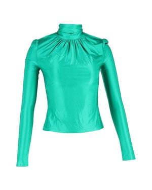 Rabanne Ruched Turtleneck Top - Green