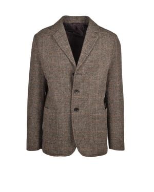 Aspesi Check Pattern Virgin Wool Isaac Blazer - Brown