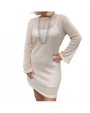 Bobi Sandy Crochet Bell Sleeve Mini Dress - Natural
