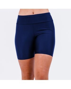Calypsa High Waisted Mid-Thigh Swim Shorts - Blue