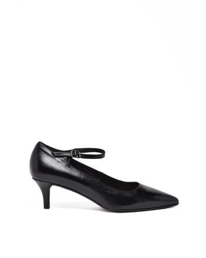 Carmens Strap Leather Pointed Toe Pumps - Black