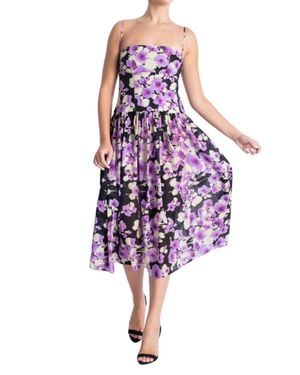 Karina Grimaldi Truman Print Midi Dress - Purple
