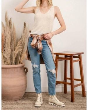 Mine Sleeveless V-Neck Knit Tank - White