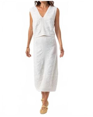 Sundays Clover Knit Vest And Zoie Skirt Set - White
