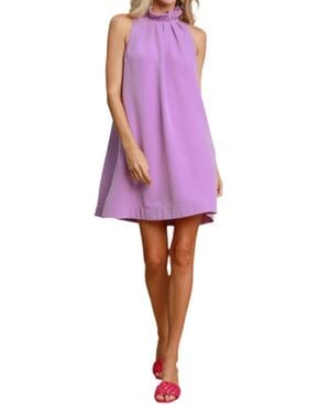 Umgee Back Bow Tie Swing Dress - Purple