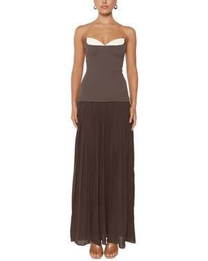 Adele Berto Solid Maxi Dress - Brown
