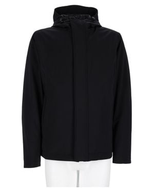 Herno Minimalist Sports Jacket With Concealed Zipper And Hood - Black