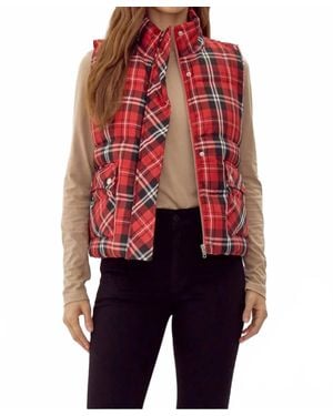 Jodifil Plaid Puffer Vest - Red
