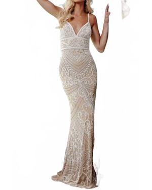 Jovani Beaded Fitted Gown - Multicolor