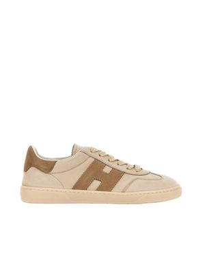 Hogan Low-Top Sneakers With Distinctive 'H' Logo And Rubber Cup Sole - Natural