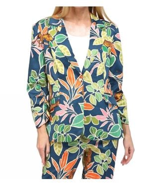 Fate by LFD Tropical Print Satin Blazer - Green