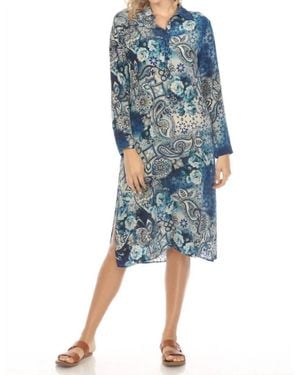 Johnny Was Isobel Henley Dress - Blue