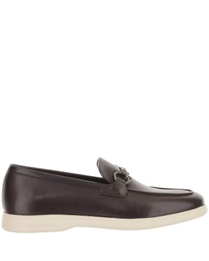Ferragamo Hook Detail Leather Loafers - Brown