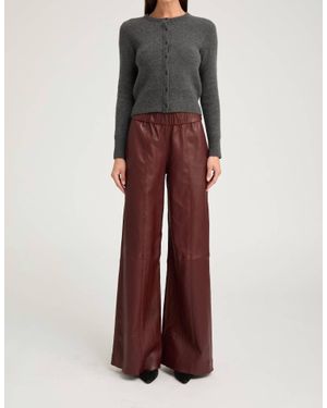 SPRWMN Stretch Leather Wide Leg Pants - Multicolor