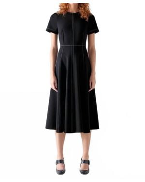 LK Bennett Eugine Topstitch Midi Dress - Black