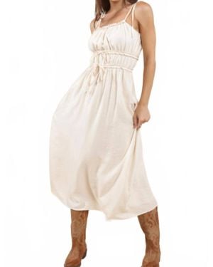 Sadie & Sage Positivity Gathered Midi Dress - Natural