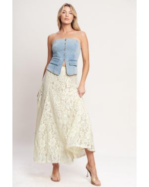 TRUEDAMES Ballet Muse Woven Lace Skirt - Natural
