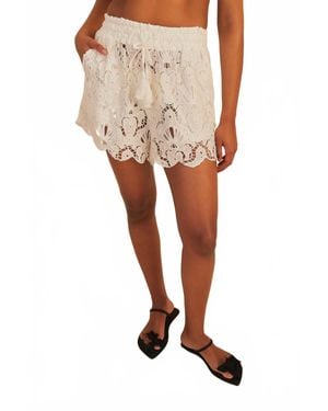 ショートパンツ FARM RIO Linen perforated shorts OFF-WHITE Farm Rio Linen Perforated Shorts - White | Editorialist