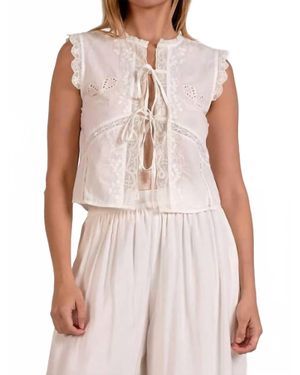 Elan Eyelet Sleeveless Top - White