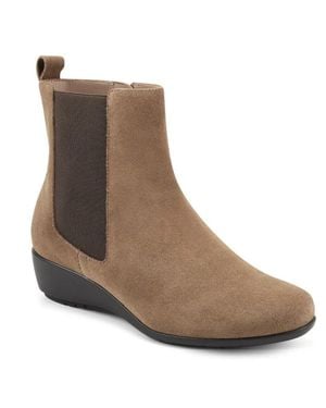 Aerosoles Alisa Boots Suede Side Zip Ankle Bootie Jobb1026 - Brown