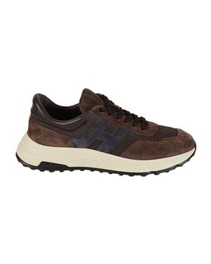 Hogan Hyperlight Layered Suede Mesh Sneakers - Brown