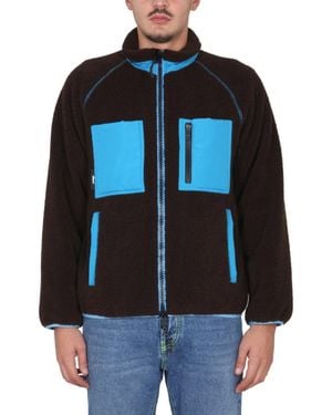 MSGM Textured High Neck Jacket - Blue