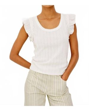 Rails Giovanna Pointelle Ruffle Sleeves Top - White