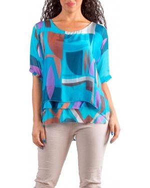 Gigi Moda Carmelina Graphic Silk Kaftan - Blue