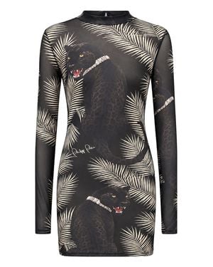 Philipp Plein Tulle Mini Dress Panthere Prive - Black