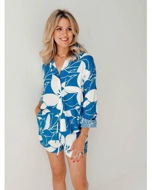 Dex Clothing Capri Bloom Top - Blue