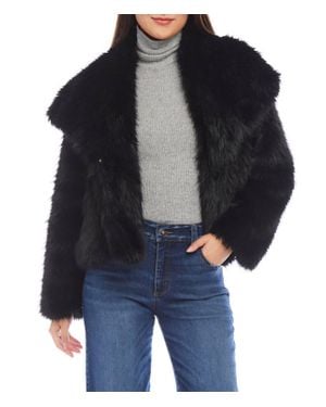 Karen Kane Faux Fur Collared Neck Coat - Blue