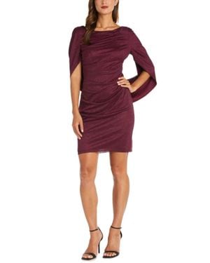 R & M Richards Shimmer Capelet Short Evening Dress - Red