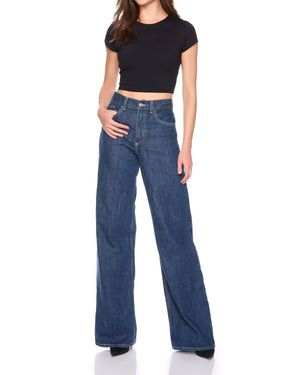 Susana Monaco Basic Cropped Crew Short Sleeve Tee - Blue