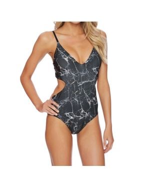 Luxe by Lisa Vogel Rock Solid Cut Out One Piece Swimsuit - Blue