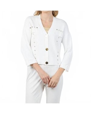 Joseph Ribkoff Three-Quarter Sleeves Button Cardigan - White