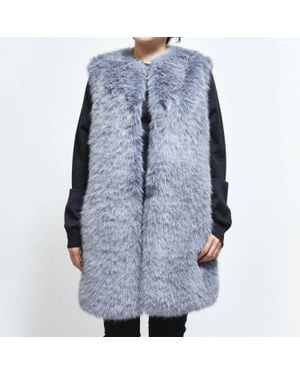 Herno Eco-Fur Long Vest - Blue