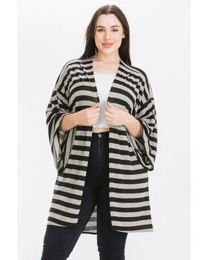 TRUEDAMES Striped, Cardigan With Kimono Style Sleeves - Multicolor