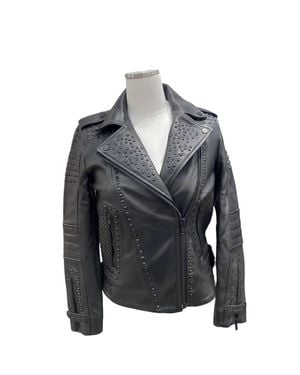 11 Uptown Studded Leather Jacket - Gray