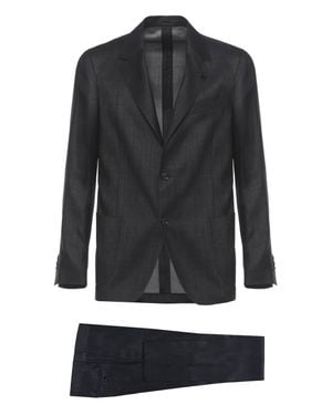 Lardini Pin Lapel Wool Suit - Black