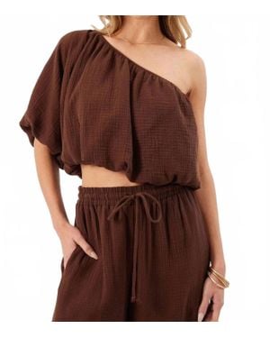 Kylie Paige Lina One Shoulder Top - Brown