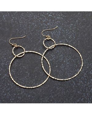 Fashnzfab Textured Wire Open Ring Dangle Earrings - Gray