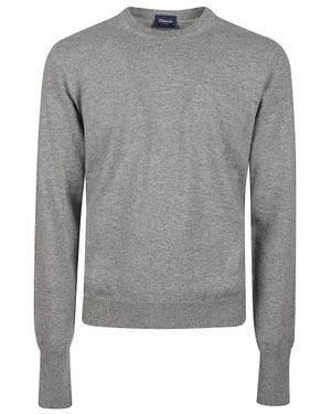 Drumohr Round Neck Ribbed Soft Cashmere Sweater - Gray