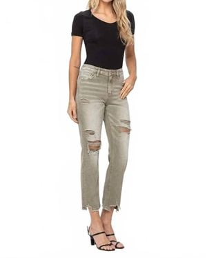 VERVET BY FLYING MONKEY High Rise Crop Straight Denim Jeans - Natural