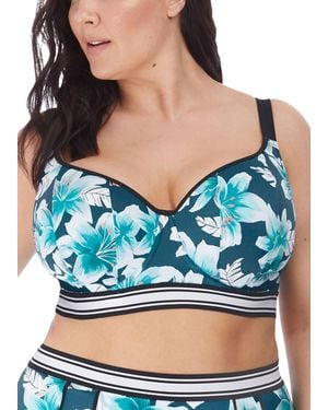 Elomi Island Lily Sweetheart Crop Bikini Top - Blue